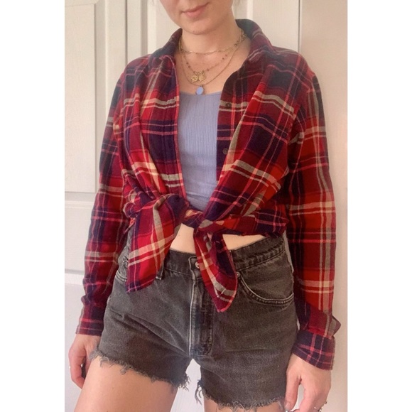 🌹 Uniqlo red plaid flannel - Picture 4 of 10